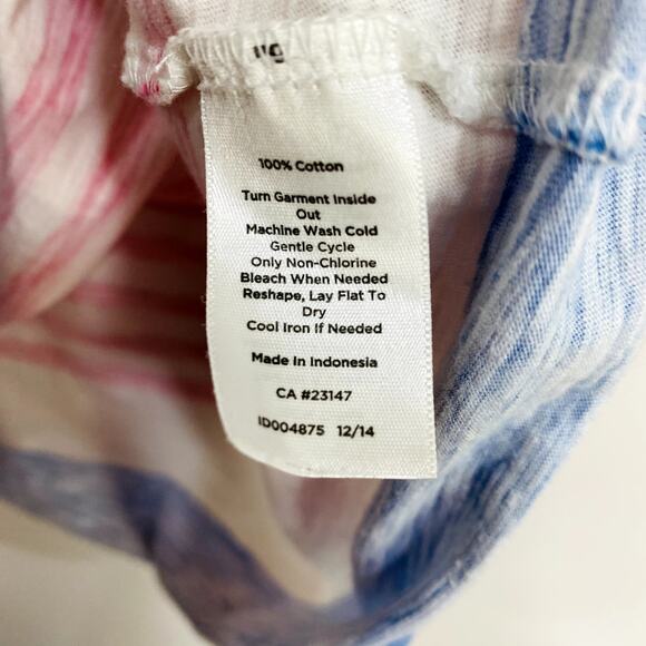 Talbots Sleeveless Top Women's Small White Striped Round Neck Shirt 100% Cotton - Picture 7 of 10